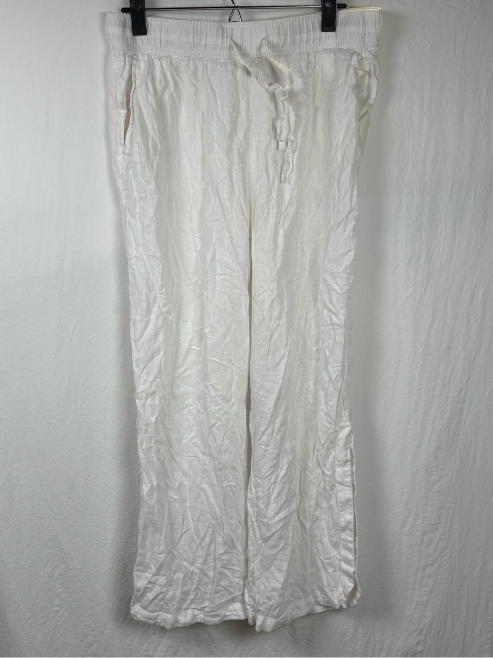 C&C California women’s Large White Drawstring Linen-Blend pants